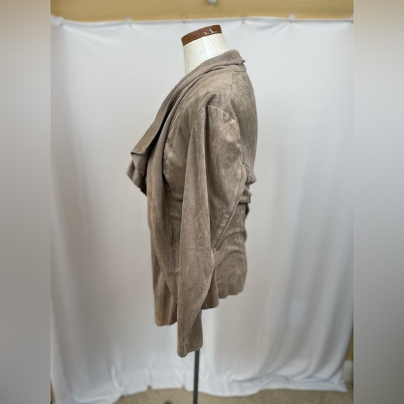 Catherine Malandrino tan drape front Faux Suede Jacket size XS - Picture 2 of 7
